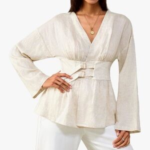 NEW V-Neck Linen Elegant Women's Top